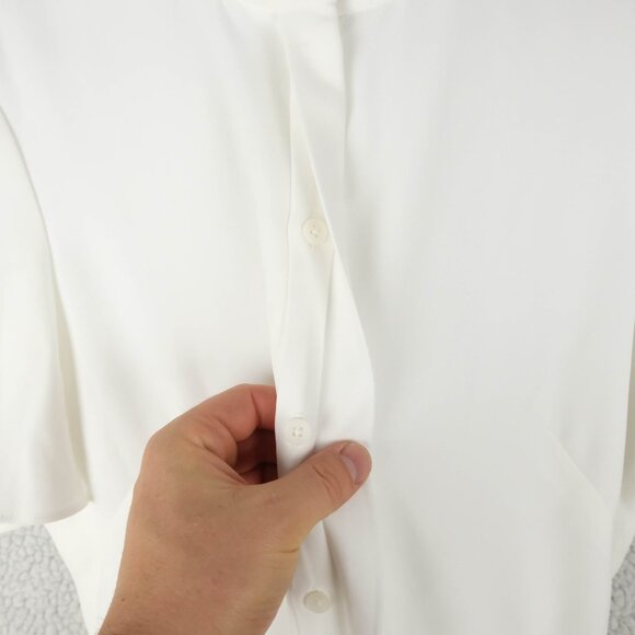 Shoshhanna Dress Womens 8 White Mini Shirt A Line Short Sleeve Flutter Summer - Picture 5 of 12